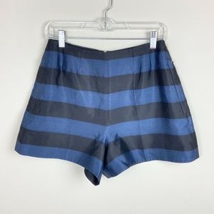 Tibi Women's High Waist Striped Shorts - Black and Blue